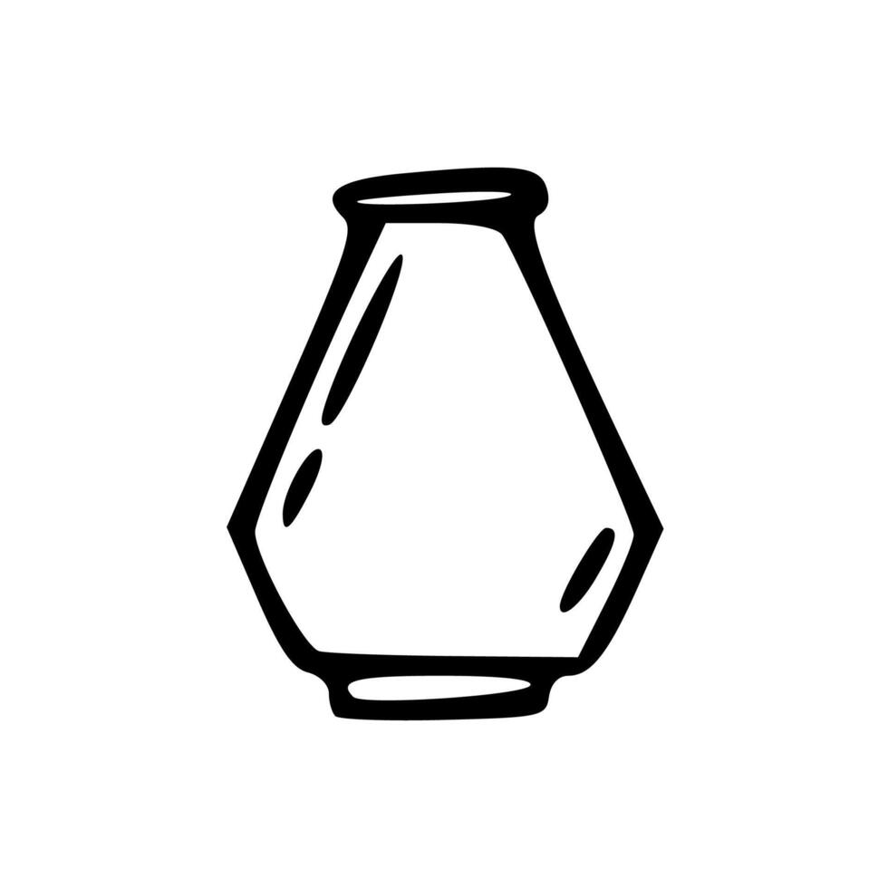A black and white drawing of a simple vase vector