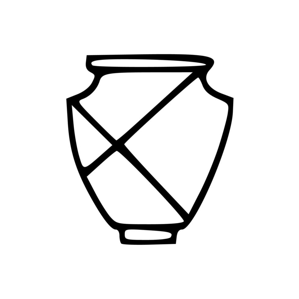 An illustration of a vase with a line drawing vector