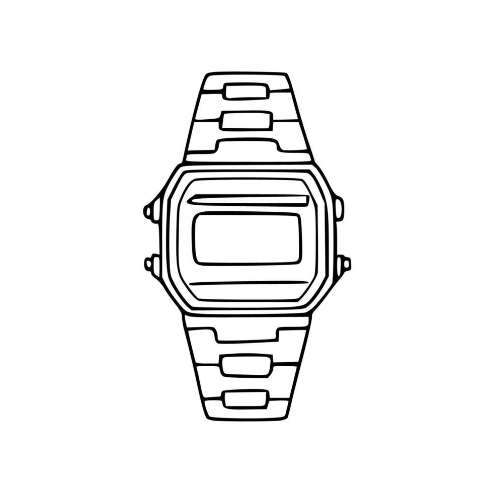 A watch is shown in a line drawing vector