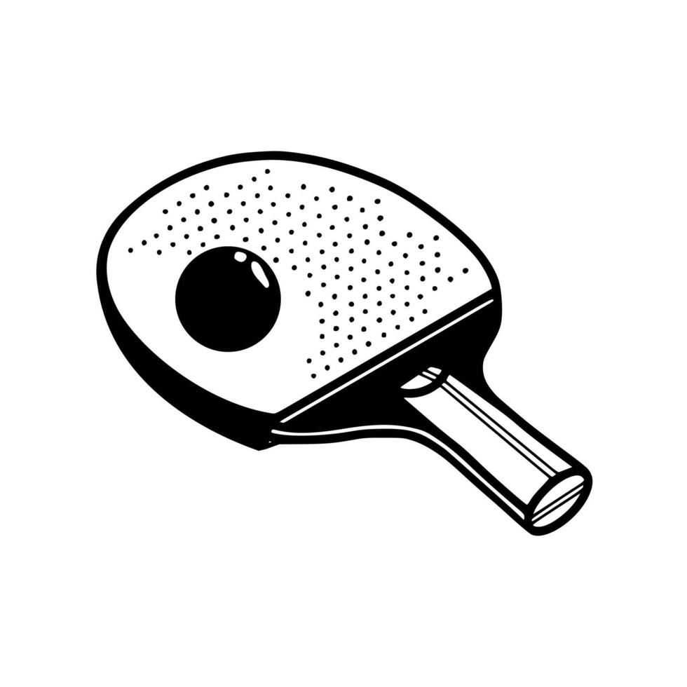 A black and white illustration of a ping pong racket vector