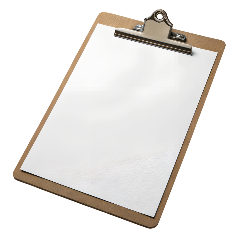 Clipboard with Blank Paper Isolated on Transparent Background png