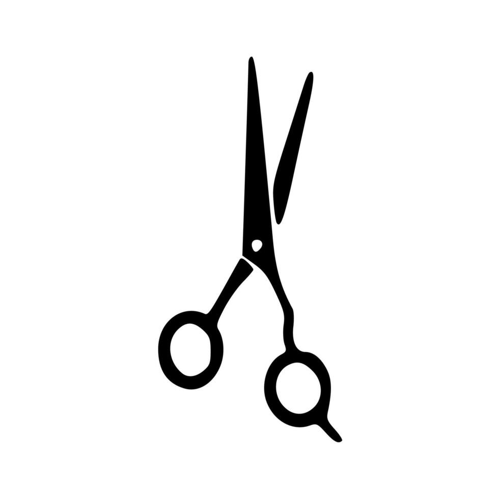 a black and white scissors icon illustration vector