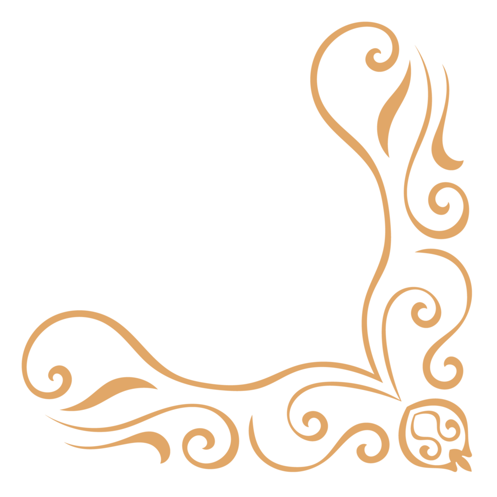 Elegant swirls, ornate corners, gold filigree for a royal invitation. png