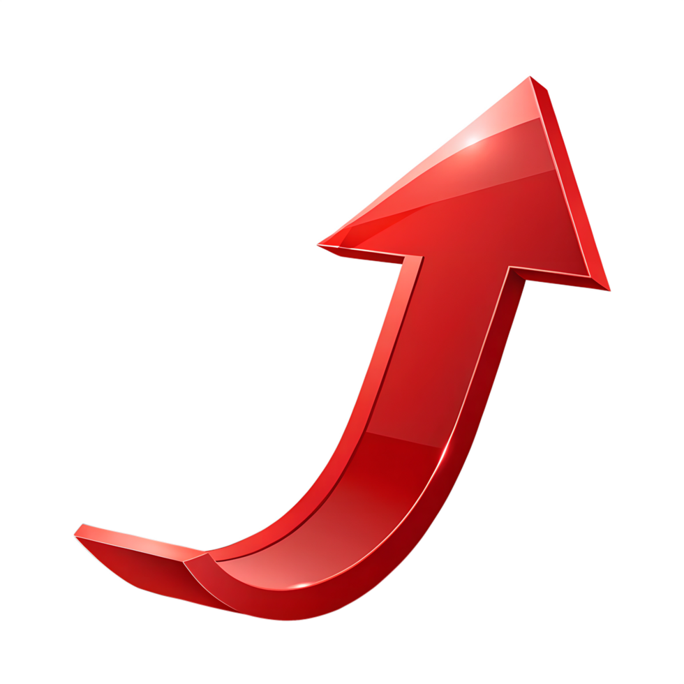 3D Red Arrow with Glossy Finish png