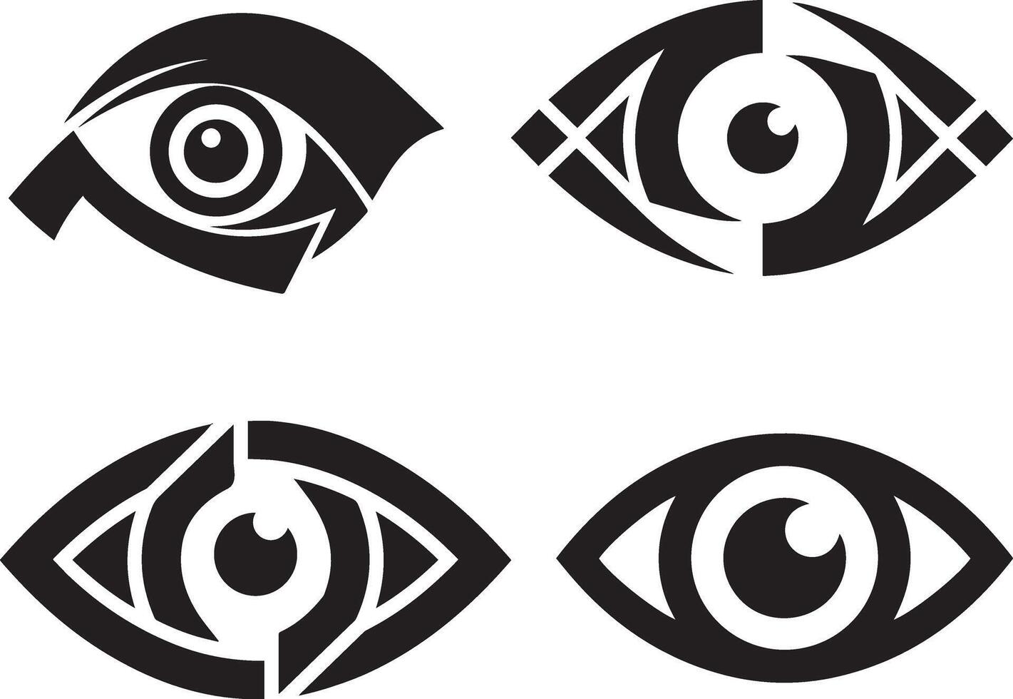 Eye logo set, eye icon set silhouette illustration vector