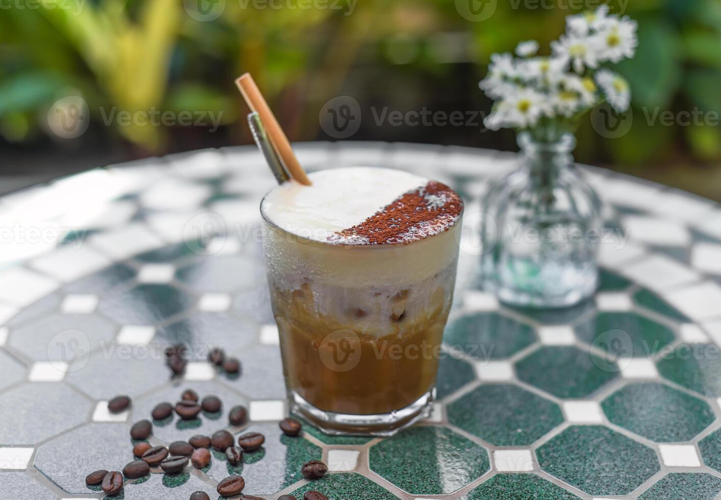 Vietnamese salted coffee with salty cheese cream ca phe muoi photo