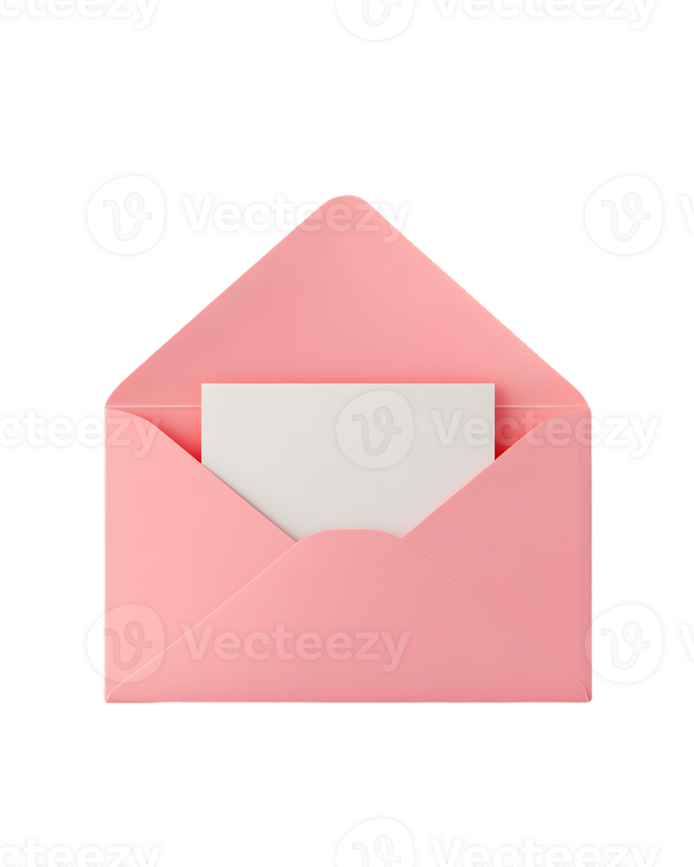 Blank White Card in a Light Pink Envelope png