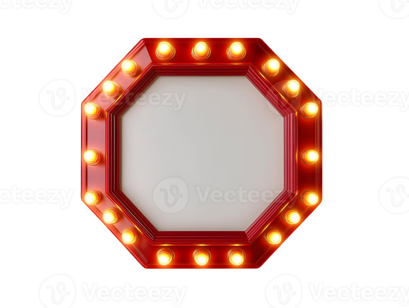Octagonal Red Frame With Glowing Lightbulbs png