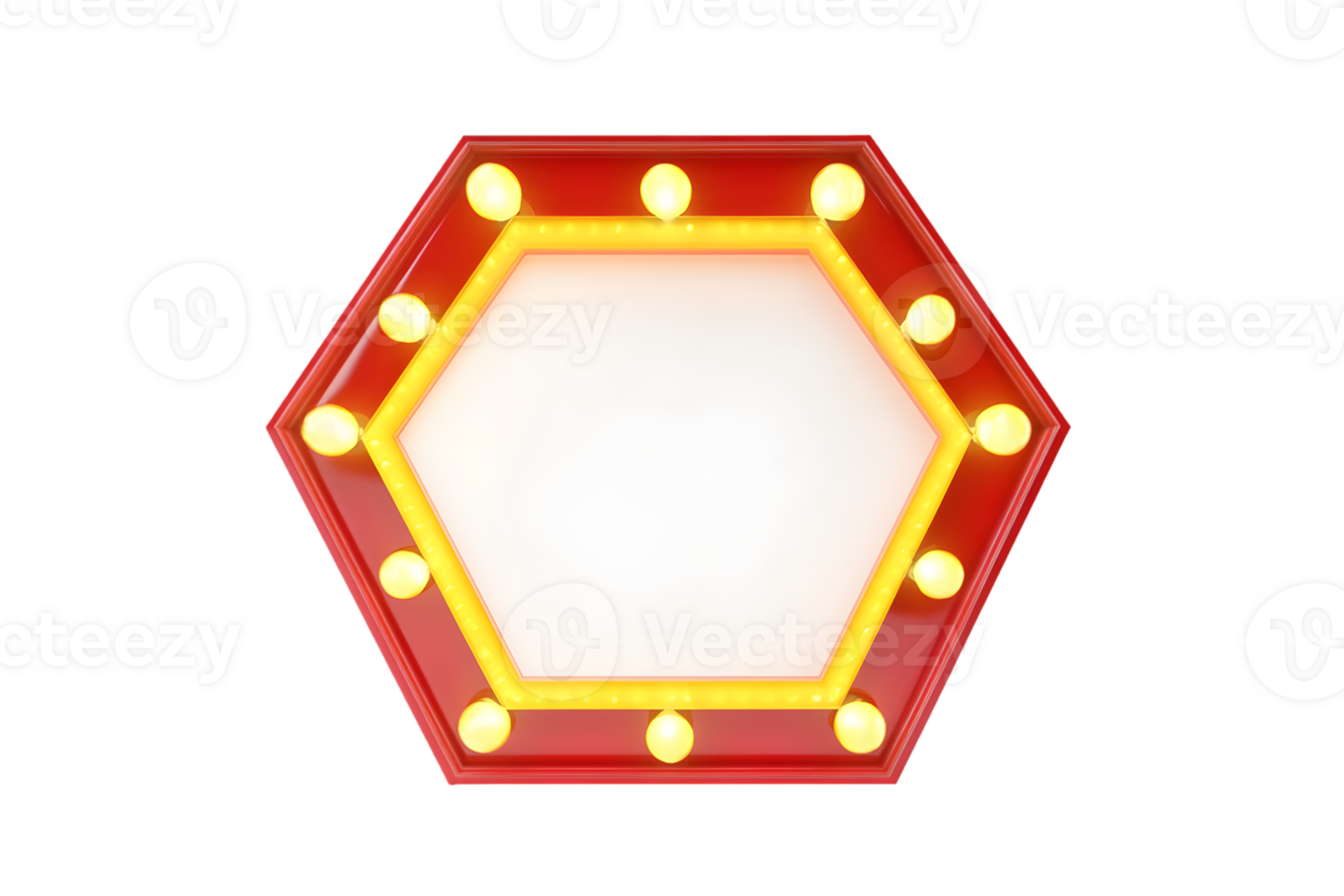 Red Hexagonal Frame with Yellow Lights png