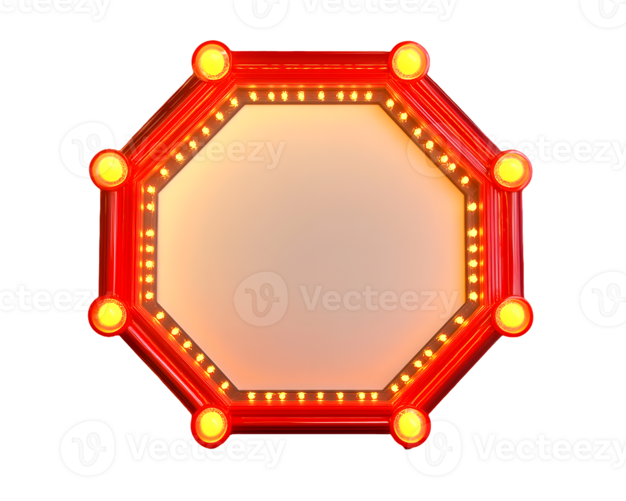 Red Octagonal Illuminated Frame with Blank Center png