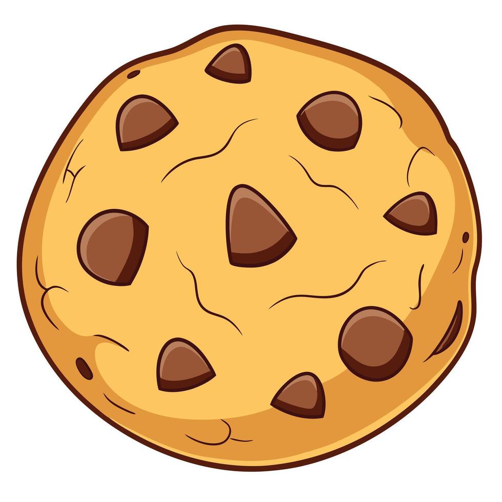 a cartoon chocolate chip cookie on a white background vector
