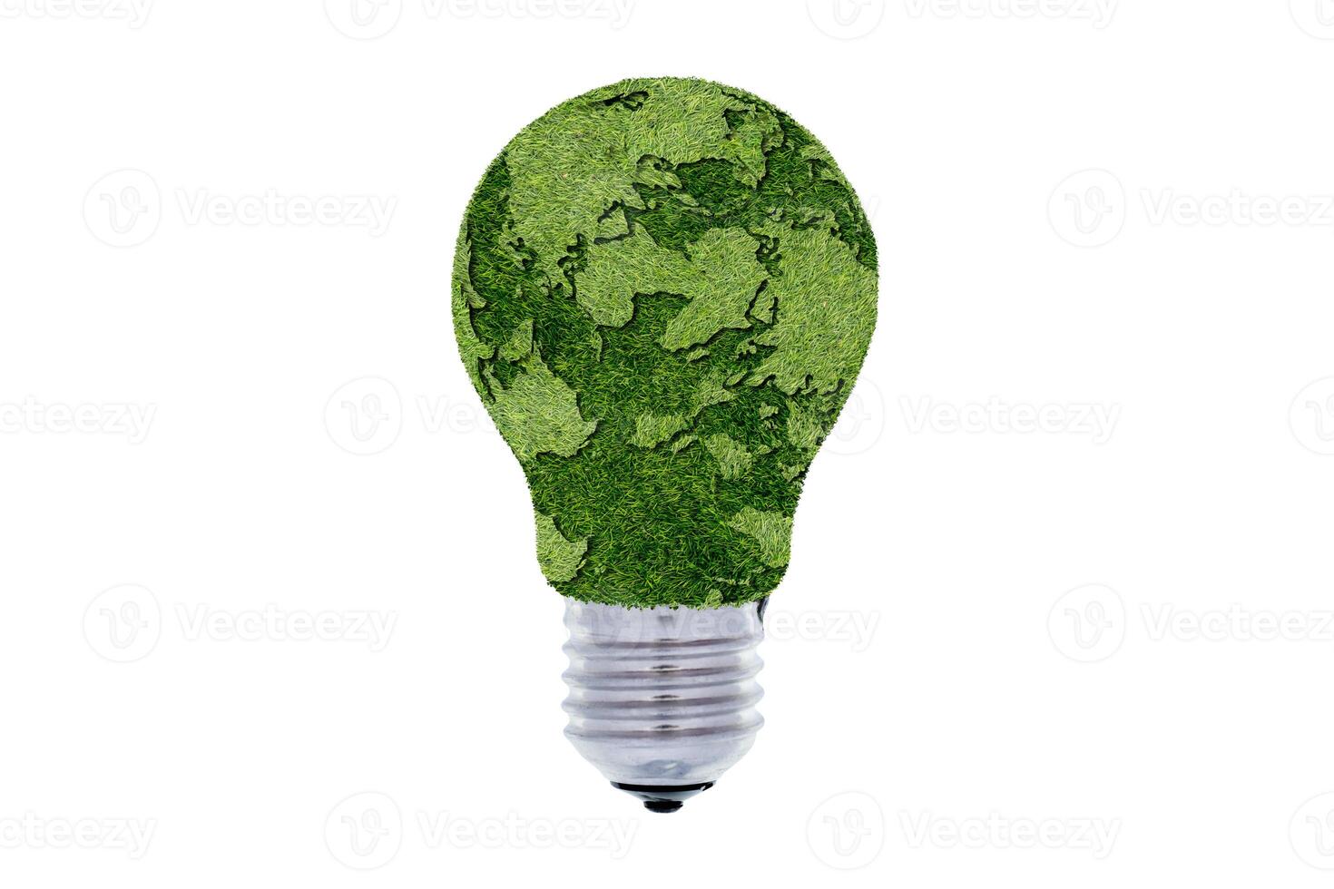 green world map is on a light bulb that represents green energy Renewable energy that is important. photo