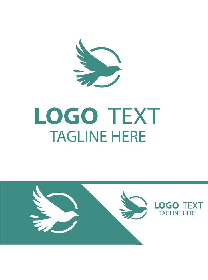 Raven flying bird logo vector
