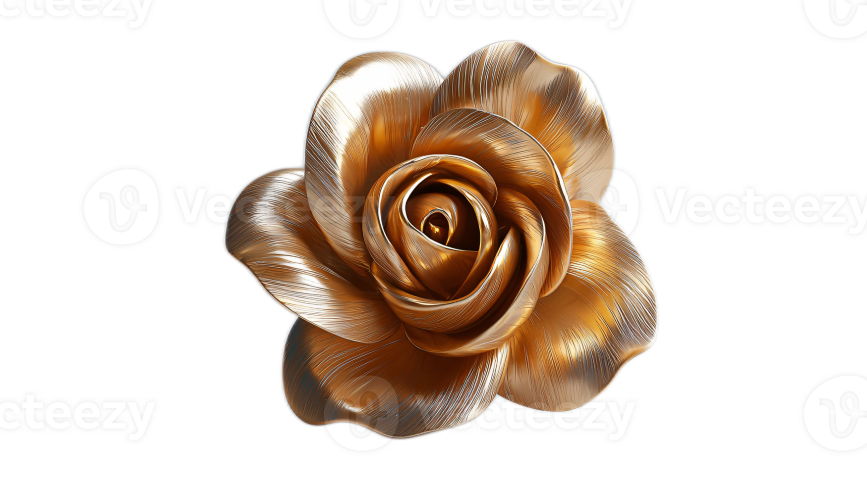 Elegant Golden Rose in Glossy Finish Surrounded by Soft Light and Shadows png