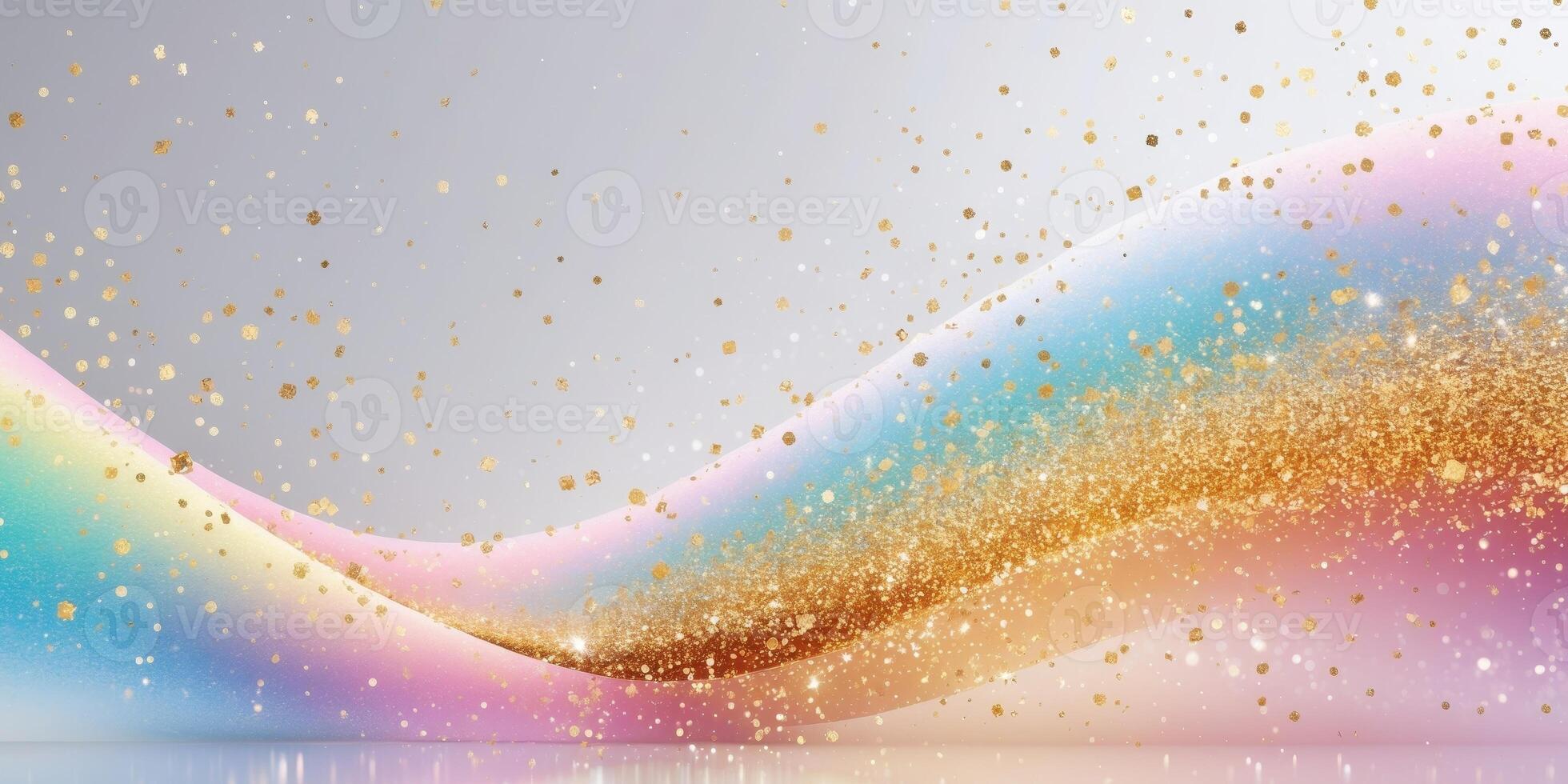 Colorful abstract gradient with glittering golden sparkles photo