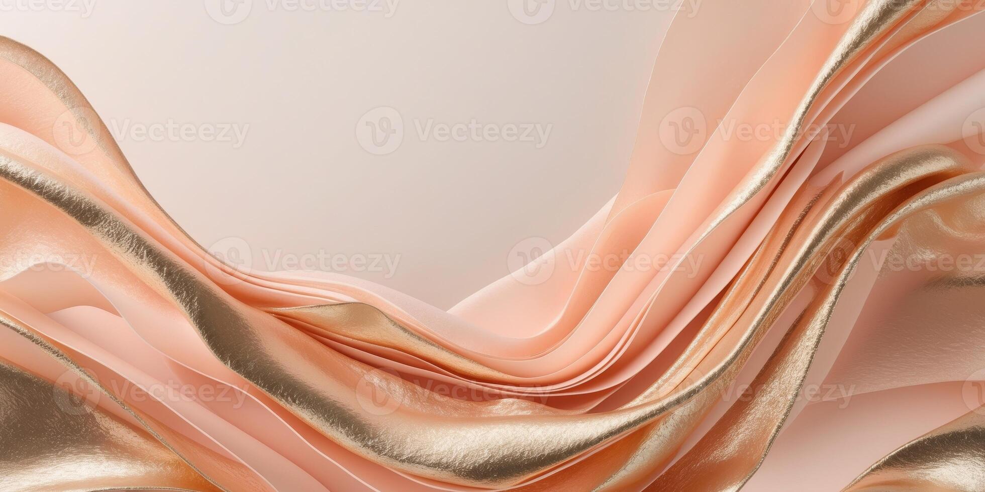 Elegant Abstract Background with Flowing Peach and Gold Metallic Texture Layers photo