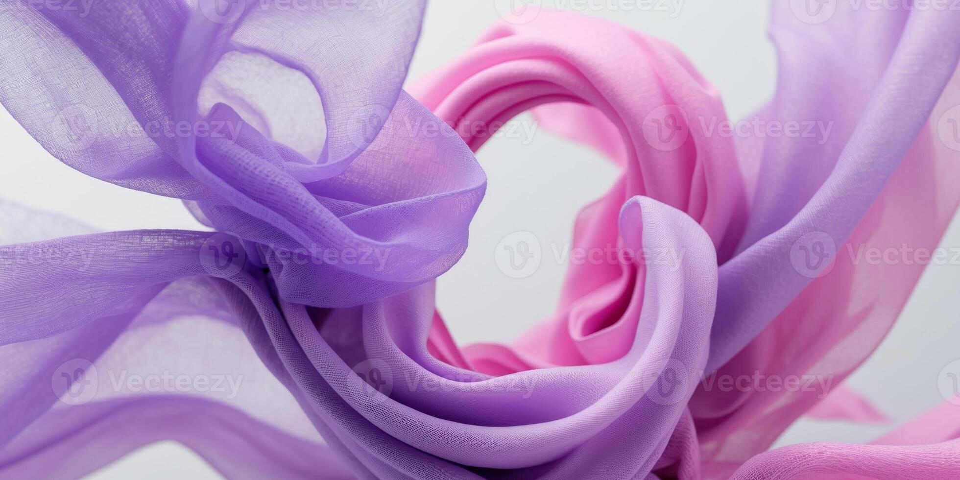 Abstract Purple and Pink Swirling Fabric Forms. photo