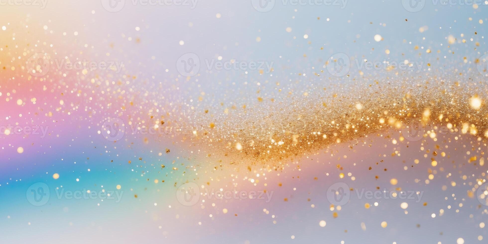 Colorful abstract gradient with glittering golden sparkles. photo