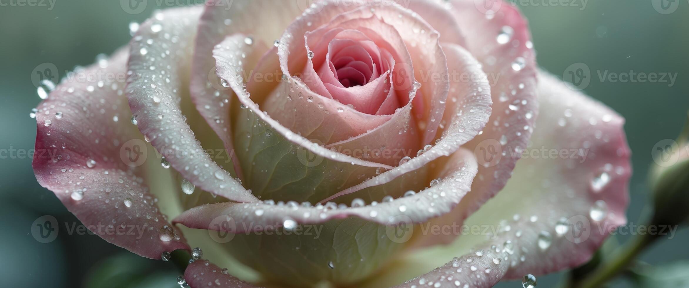 Close up of rose petal with water droplets. photo