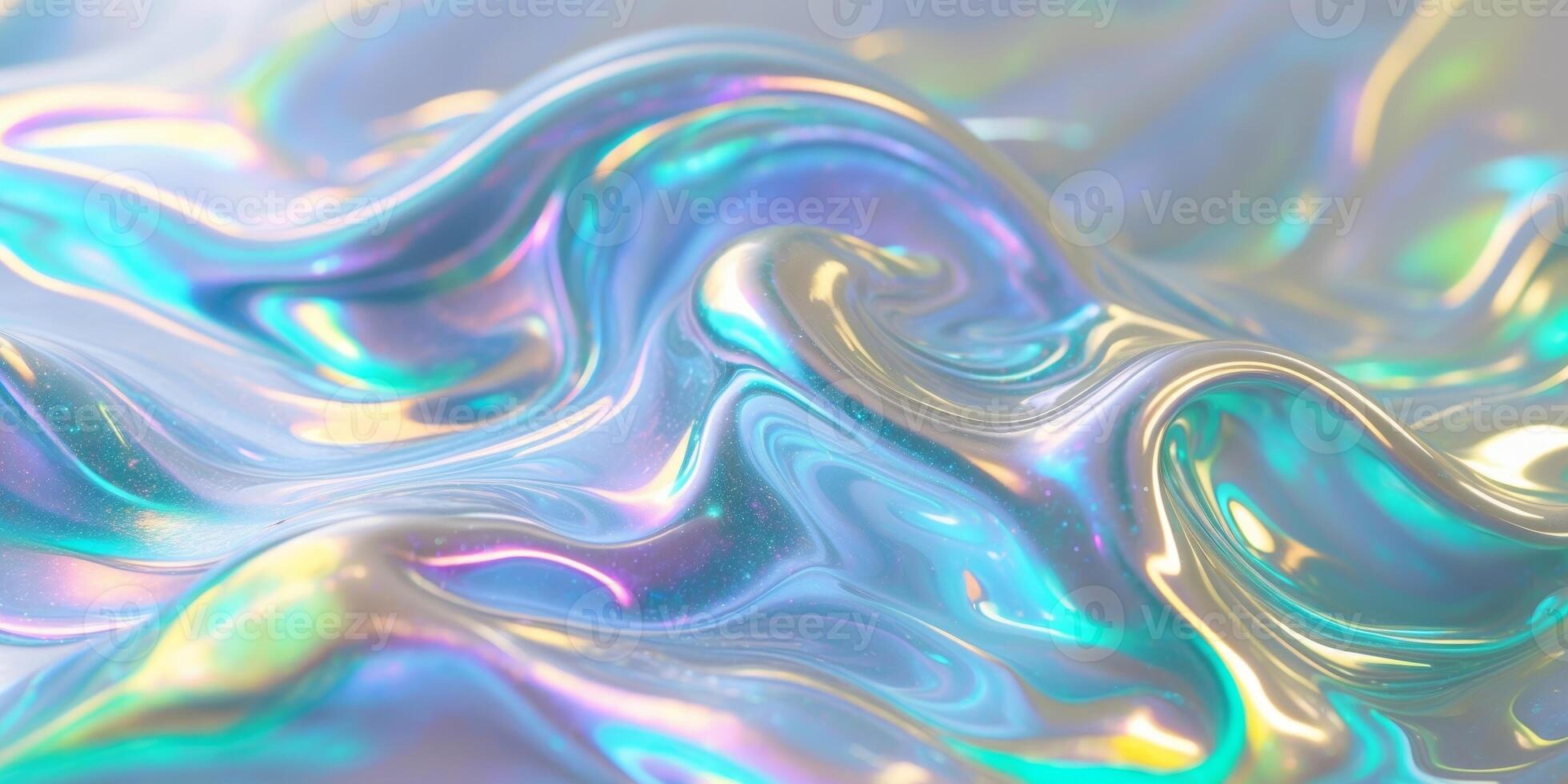 Abstract Swirling Blue Liquid Surface With Iridescent Highlights. photo