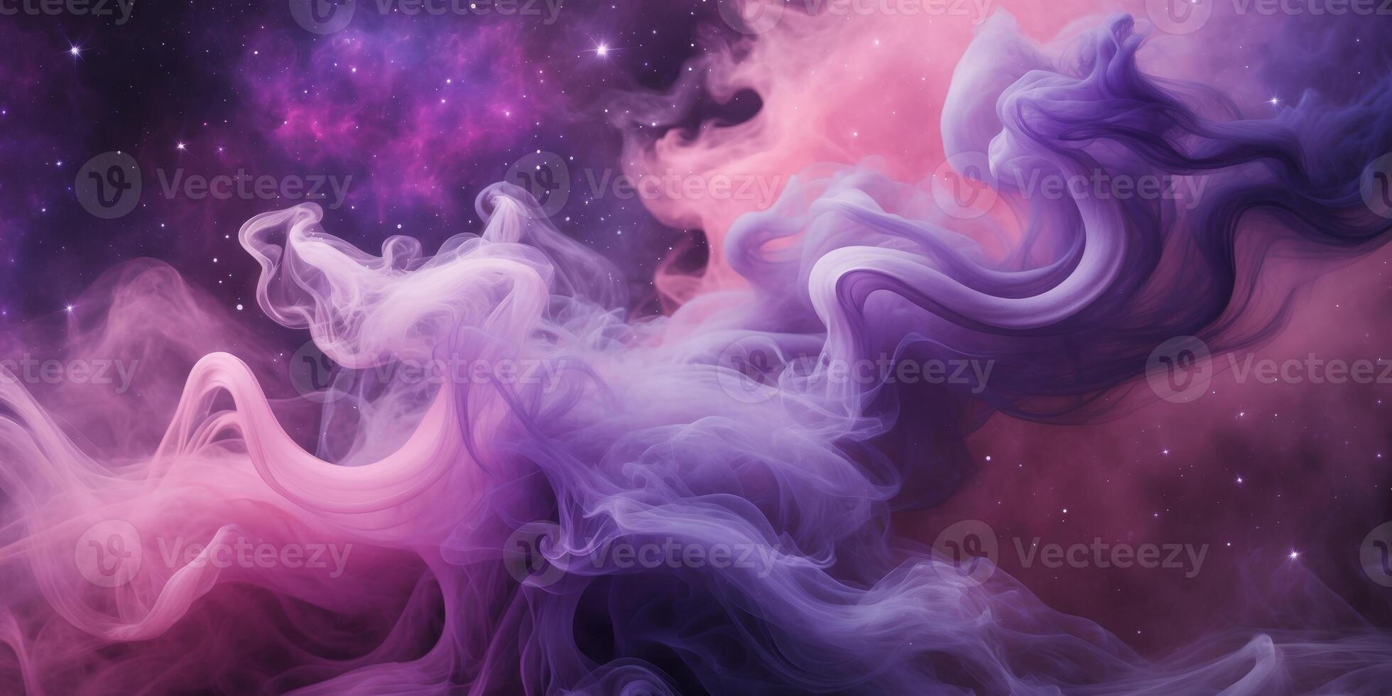 Abstract Purple Pink Swirling Smoke Nebula Cosmic Background Texture. photo