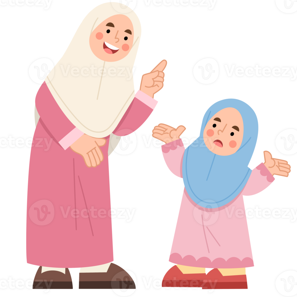 Illustration of mother and daughter talking png