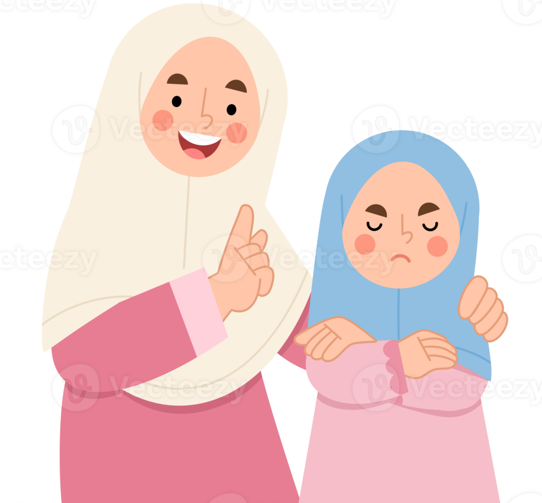 Illustration of a mother calming down an angry daughter png