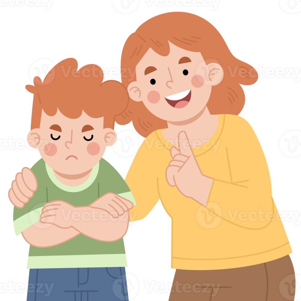 Illustration of Mother Comforting Upset Child png