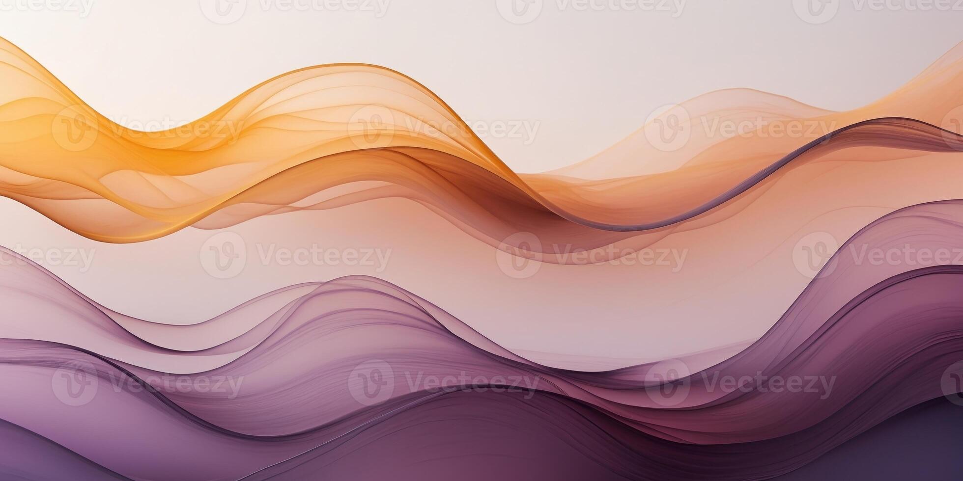 Abstract fluid background with vibrant hues blending from orange to deep purple and delicate waves photo