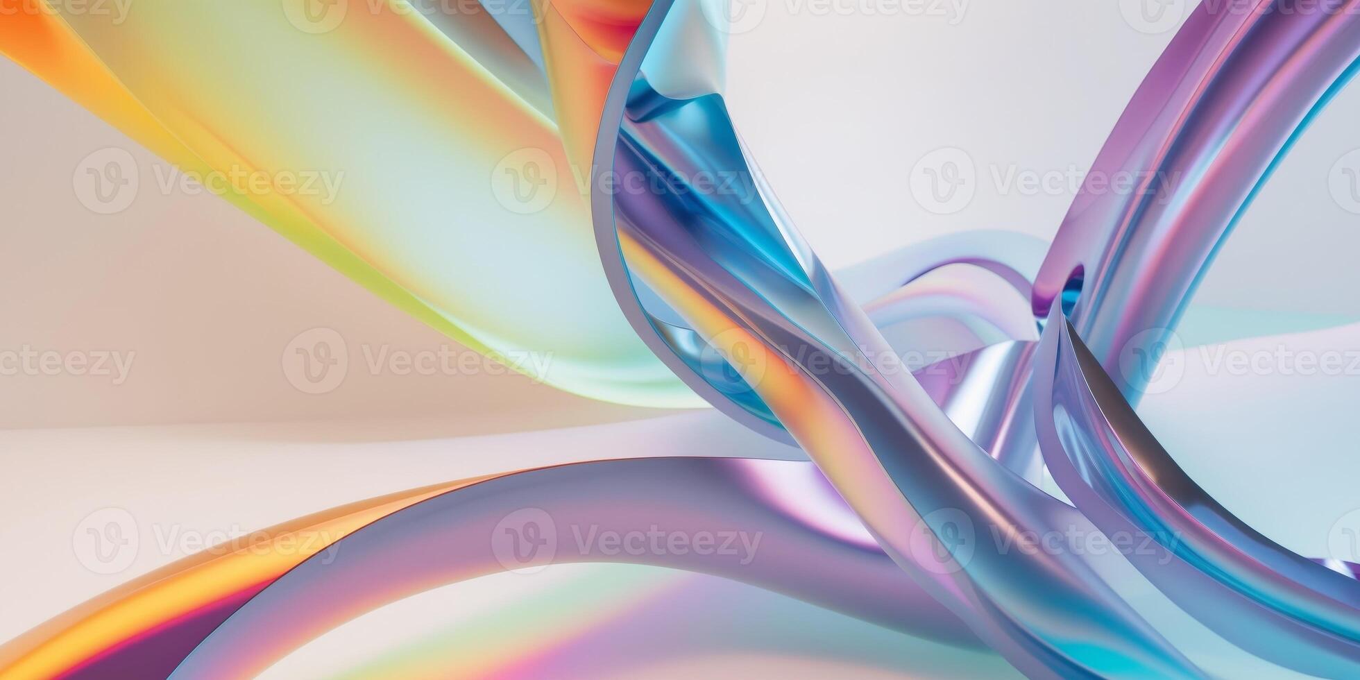 Intertwined Metallic Forms with Vibrant Gradient Colors. photo