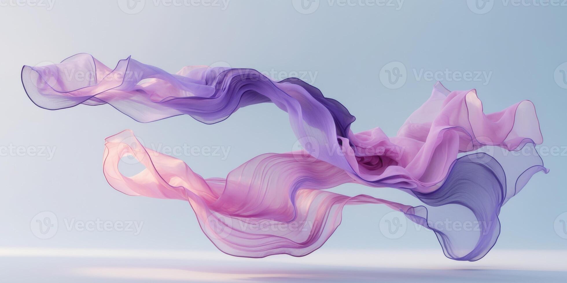 Abstract purple and pink fabric flowing in the wind photo