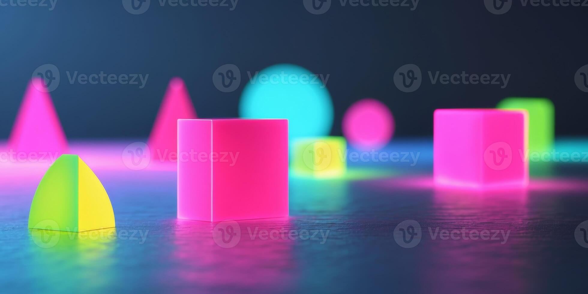 Mesmerizing Neon Abstract Geometric Shapes photo