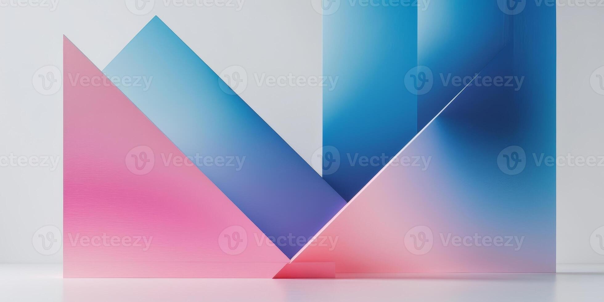 Abstract geometric composition with blue and pink gradient textures photo