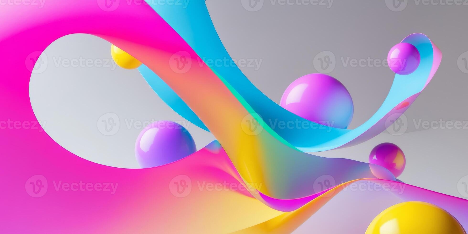 Vibrant Abstract Background with Colorful Curves and Sphere Shapes photo