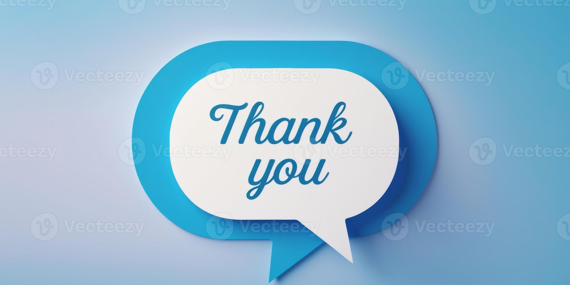 Thank you speech bubble on bright blue background. photo