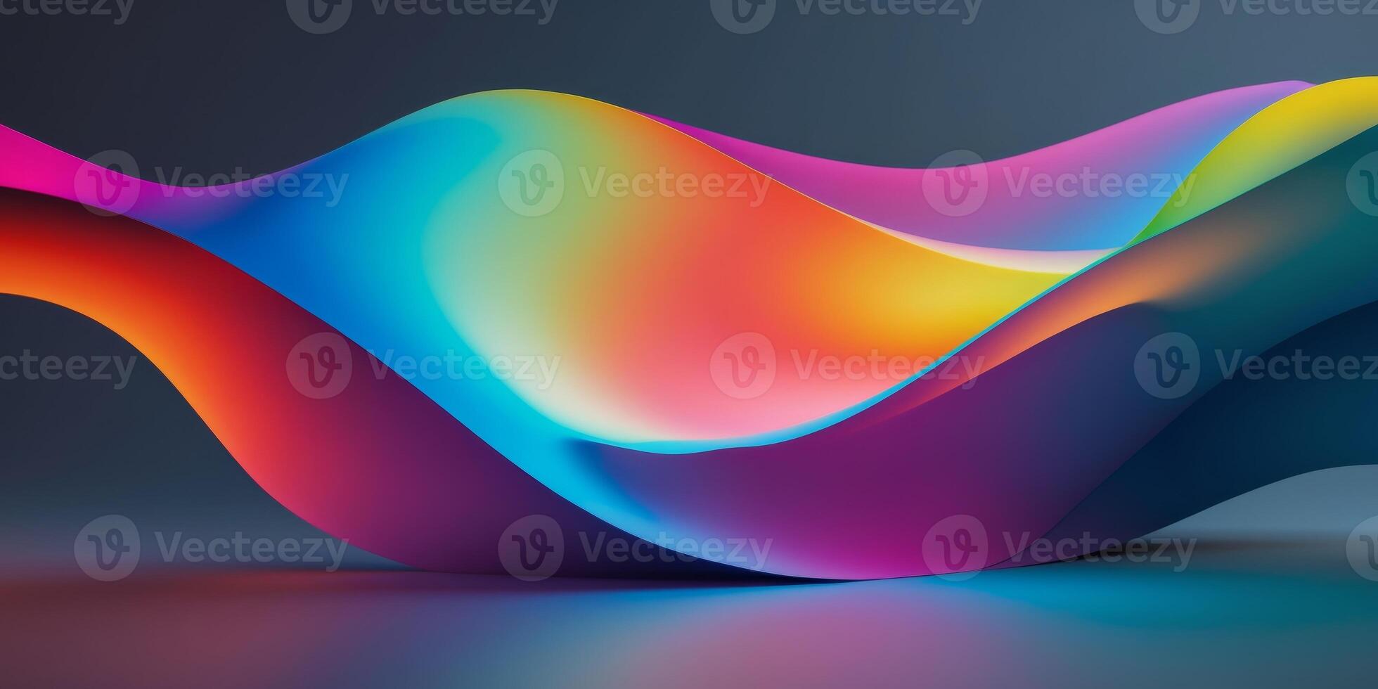 Colorful Gradient Abstract Background with Flowing Curve and Soft Ambient Lighting on Dark Backdrop photo