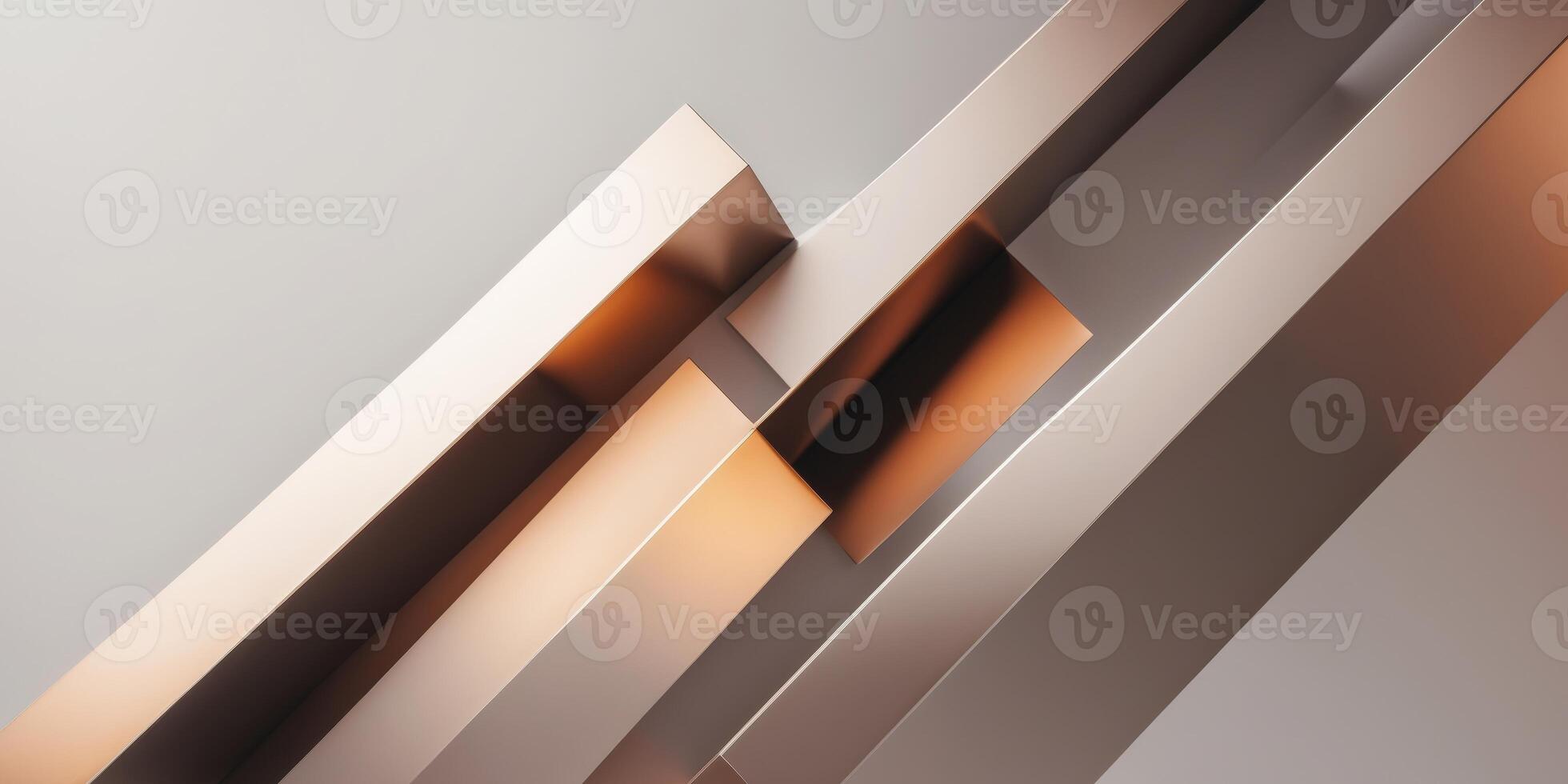 Bronze metallic panels intersecting diagonally creating an abstract modern background with highlights. photo
