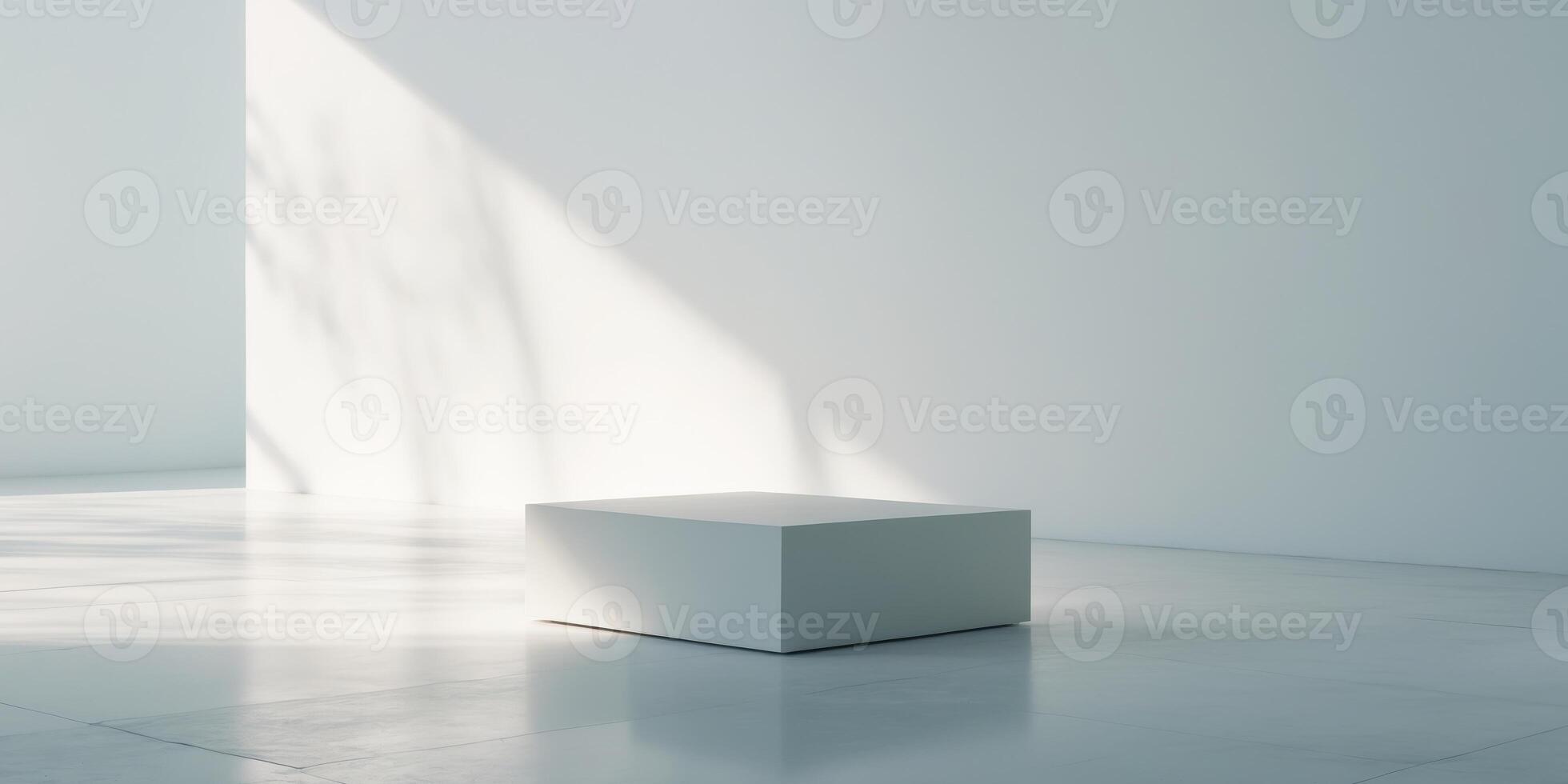 Illuminated Room Featuring Block Centered On Floor photo