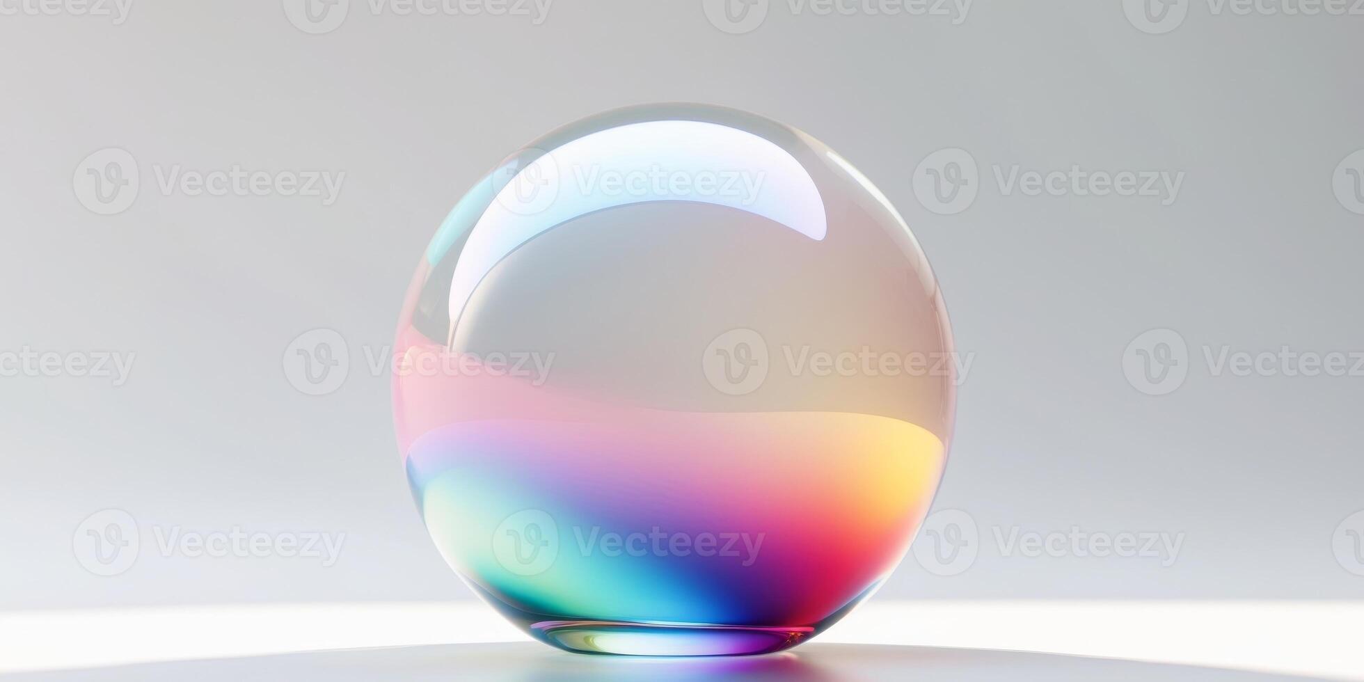 Abstract glass sphere with gradient colors and smooth reflections. photo
