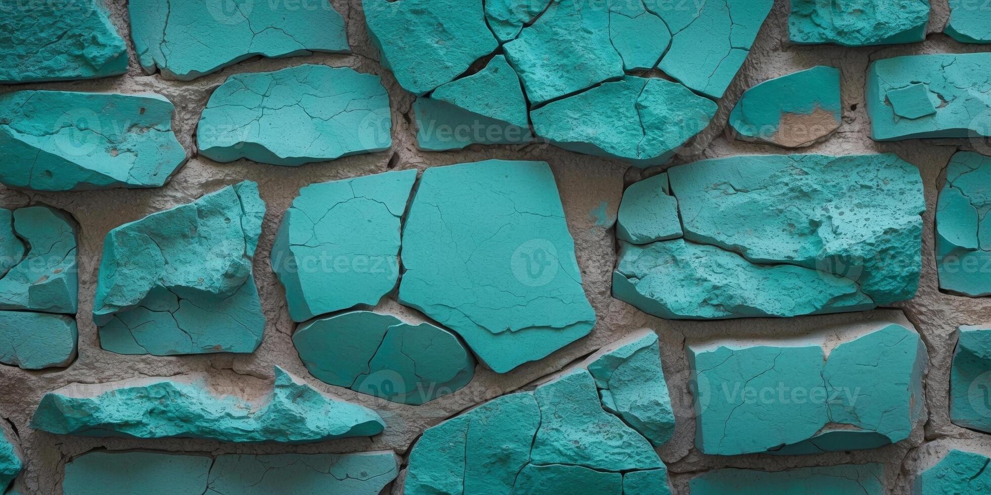 Abstract Teal Cracked Stone Wall Texture Background photo