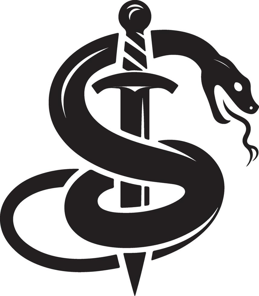 A snake swirling around a sword vector