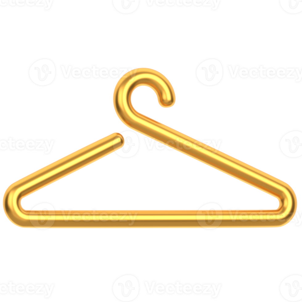 3d icon of a cloth hanger gold png