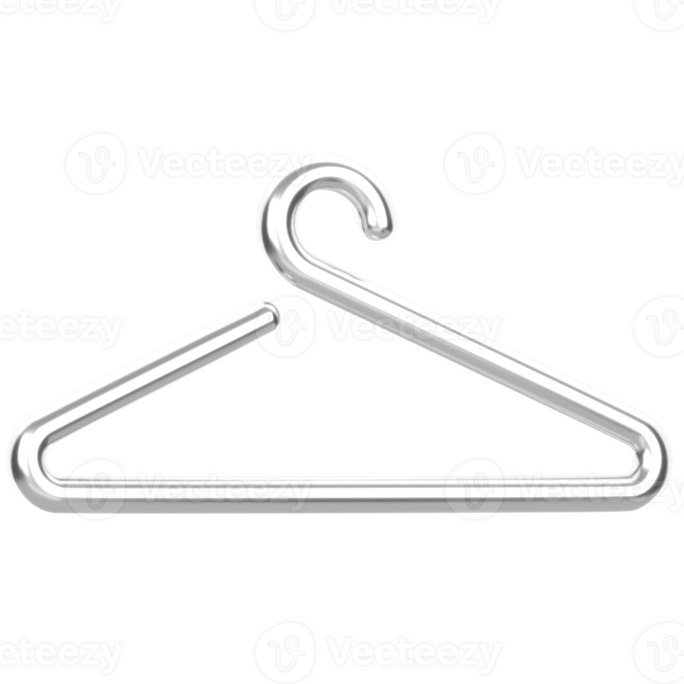 3d icon of a cloth hanger silver png