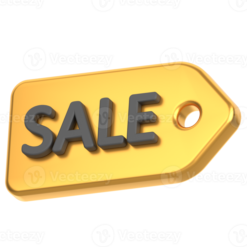 3d icon of a sale sign golden png