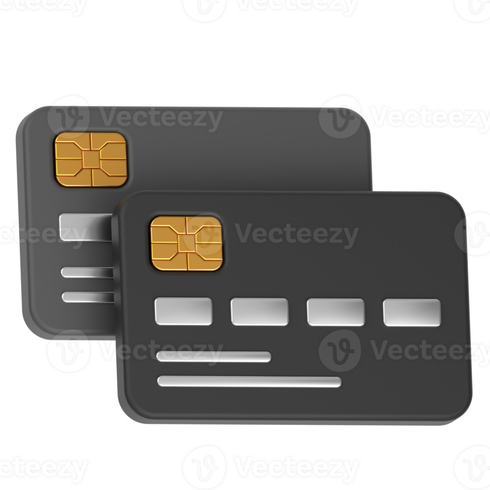 3d icon of 2 credit cards png