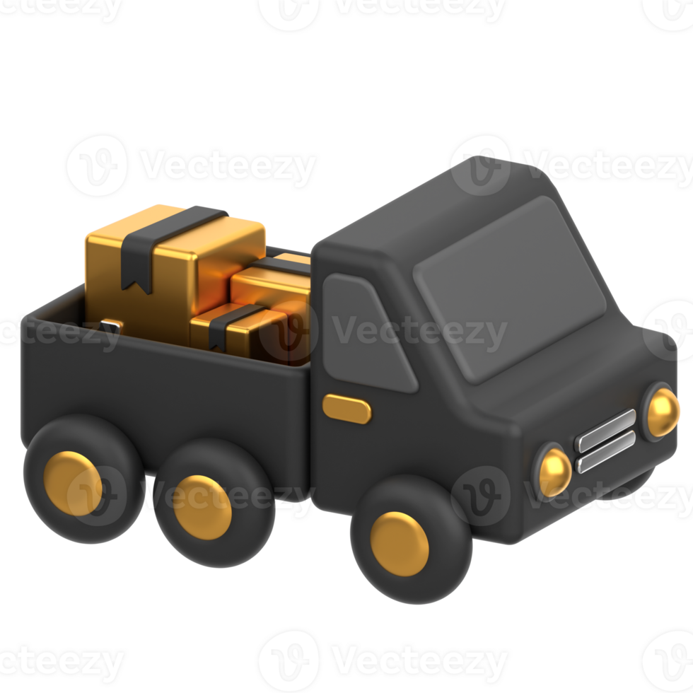 3d icon of a truck carrying boxes png