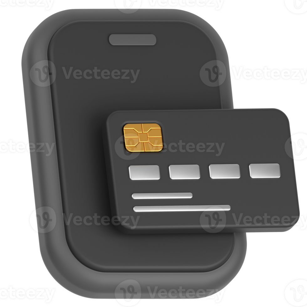 3d icon of a credit card and a mobile phone png