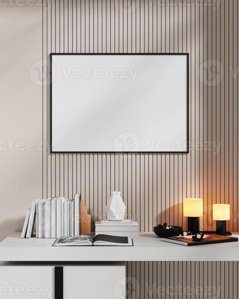 Minimal Poster Frame Mockup in a Serene Room photo