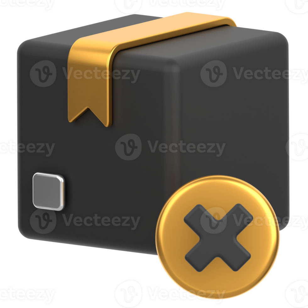 3d icon of a package with cancel sign png
