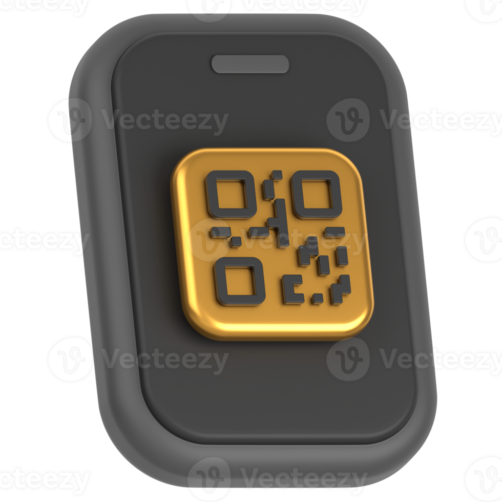 3d icon of a qr code on a mobile phone png